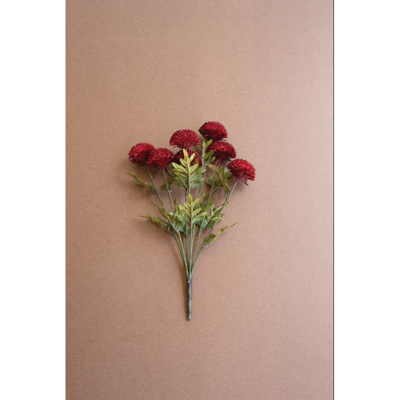  Ensemble de sept dahlias artificiels - H 18 po rouge (6 x ensemble de 7), Rouge