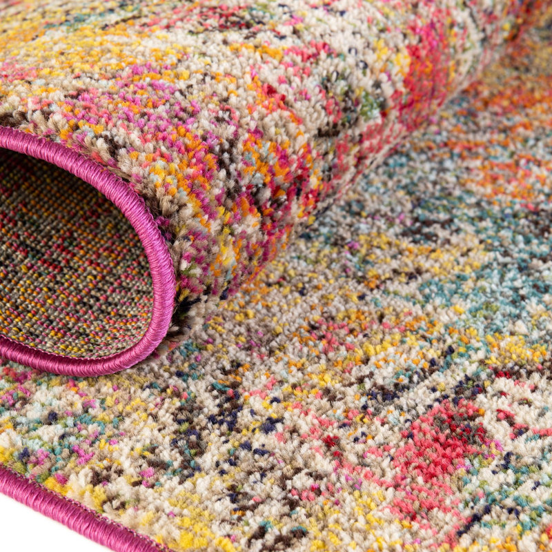 Washable Abstract Indoor Rug, Octagon 7'10" x 7'10"
