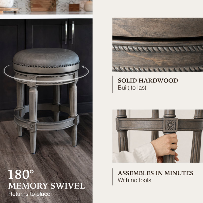 Maven Lane Pullman Backless Swivel Kitchen Stool with Upholstery Seat, Counter Stool (26" Seat Height)