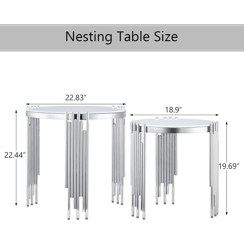 Latinne Nesting Tables, Silver, Whtie