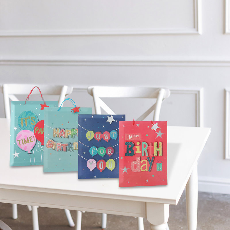 Ensemble de 12 sacs-cadeaux Happy Birthday