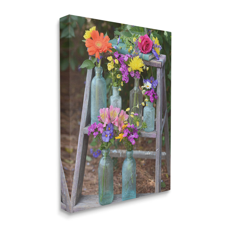 «Country Flower Jars On Canvas» par Claire Brocato, H 48 po x l 36 po x P 1,5 po