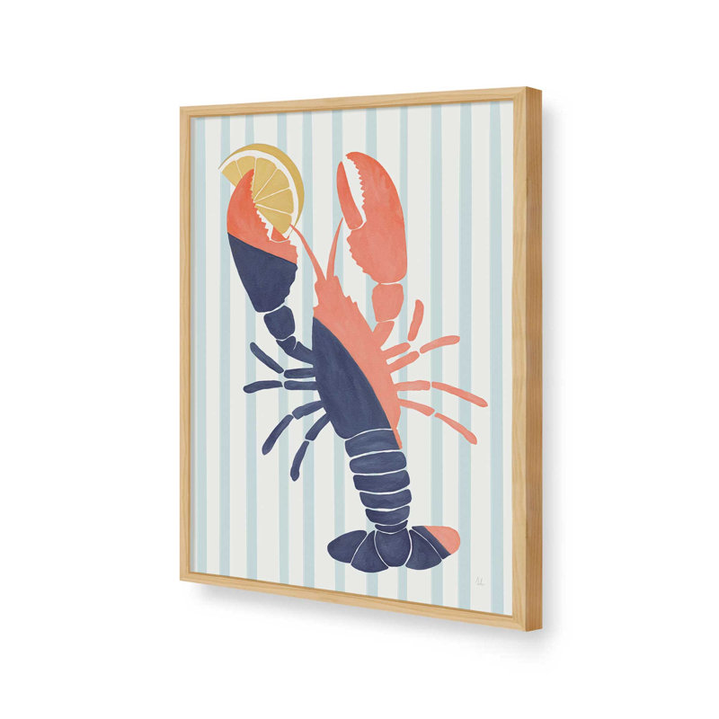 «Chillin Lobster Stripes» par Sarah Adams, reproduction d'art, L 12 po x H 16 po, Tanné, Impression encadrée