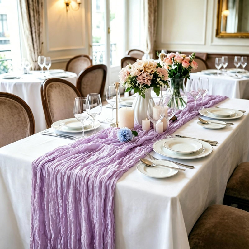 Lavender Cheesecloth Table Runner Boho Rustic Gauze Table Runners(16 Pack/Purple), Purple