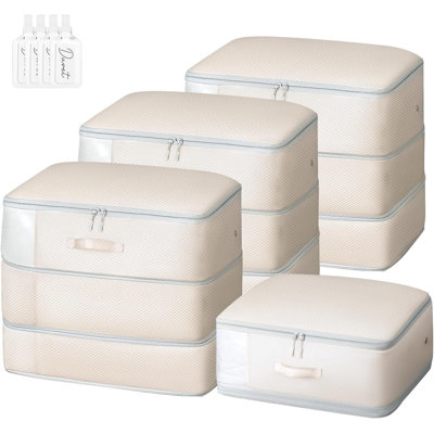 Rebrilliant Compression Storage Bags With Window Zipper - Ultra Space Saving Self Compression Organizer For Blankets, Comforters, Duvets, Sweaters, Puffer Jackets