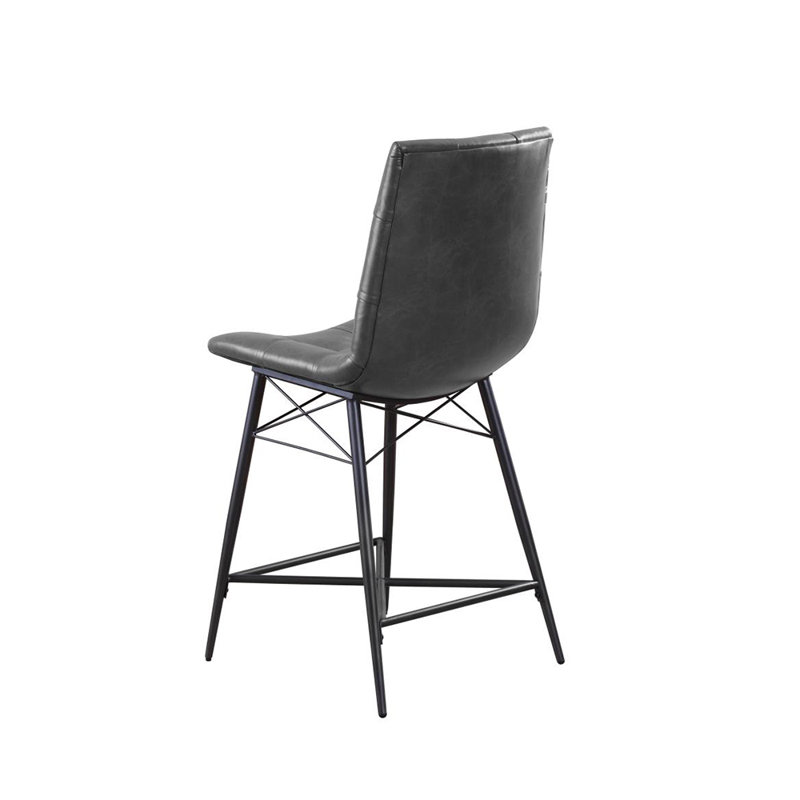 Upholstered Faux Leather Counter Stool, Gray, 41" Height
