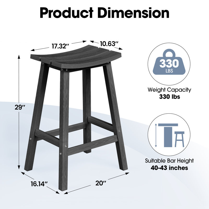Tabouret de comptoir de cuisine Backless, Noir, 29"