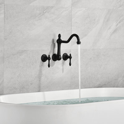 Robinet de baignoire romaine à deux poignées à fixation murale