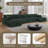 7 - Piece Upholstered Green Faux Rabbit Fur Flannel Reversible Modular Sofa Living Room Sectional Couch with Ottoman-850720672-850720678