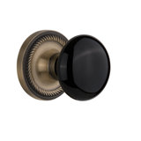 Rope Rosette with Black Porcelain Door Knob