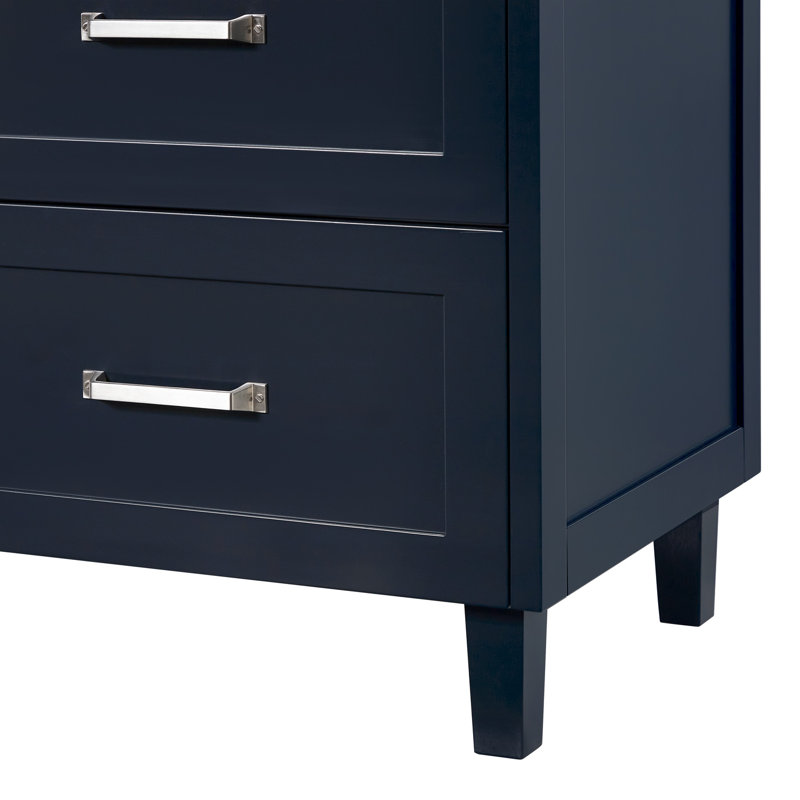 ARIEL Monroe 72 Double Sink Bathroom Vanity with Carrara Quartz Top, Midnight Blue, 60" - 61", Carrara White Quartz