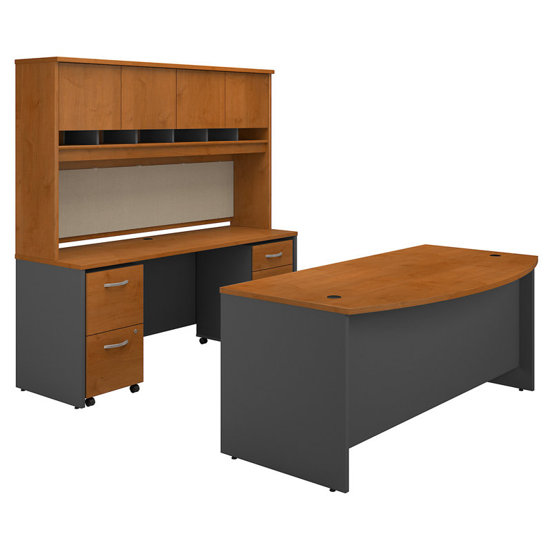 Office 500 Collection Executive Desk, Natural Cherry/Graphite Gray