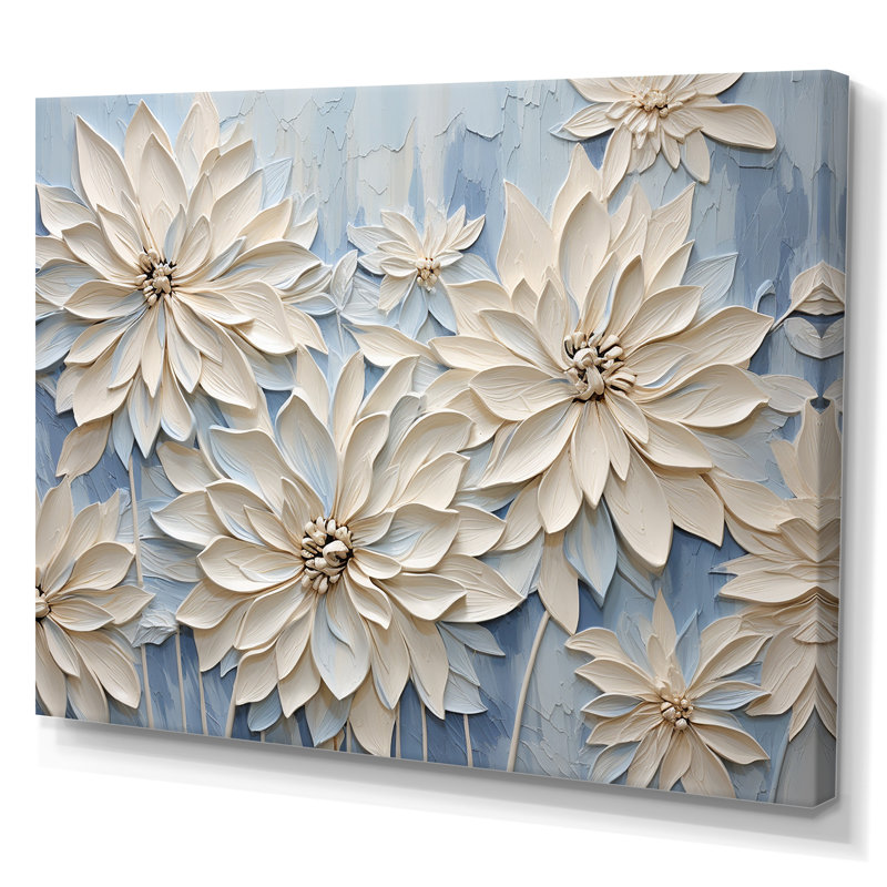Impression sur toile Minimal White Ang Grey Cornflowers - Cornflowers, Toile tendue, H 34 po x l 44 po x P 1,5 po