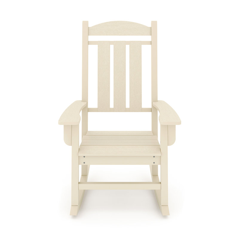 Chaise berçante d'extérieur classique beige - Bois d'œuvre pour la véranda et le patio