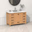 Meuble-lavabo sur pied 48 po, meuble-lavabo autoportant avec comptoir, armoire de rangement en bois massif chêne naturel