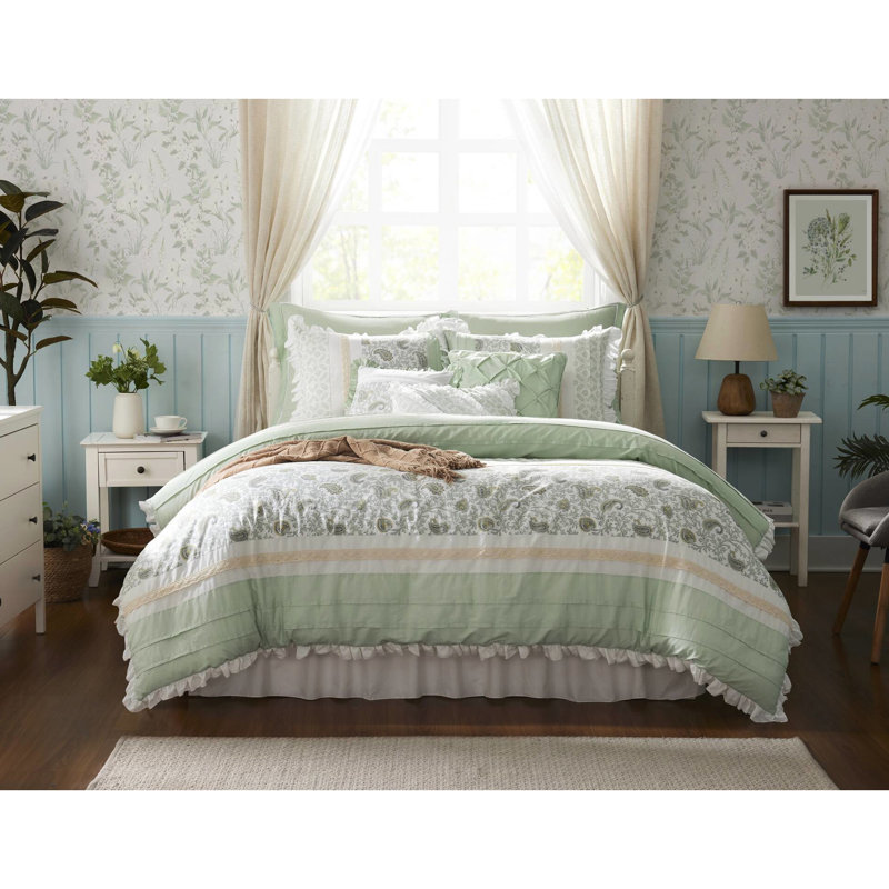 9 édredon en coton pour très grand lit, très grand édredon à thème sauge à motif floral, gracieux