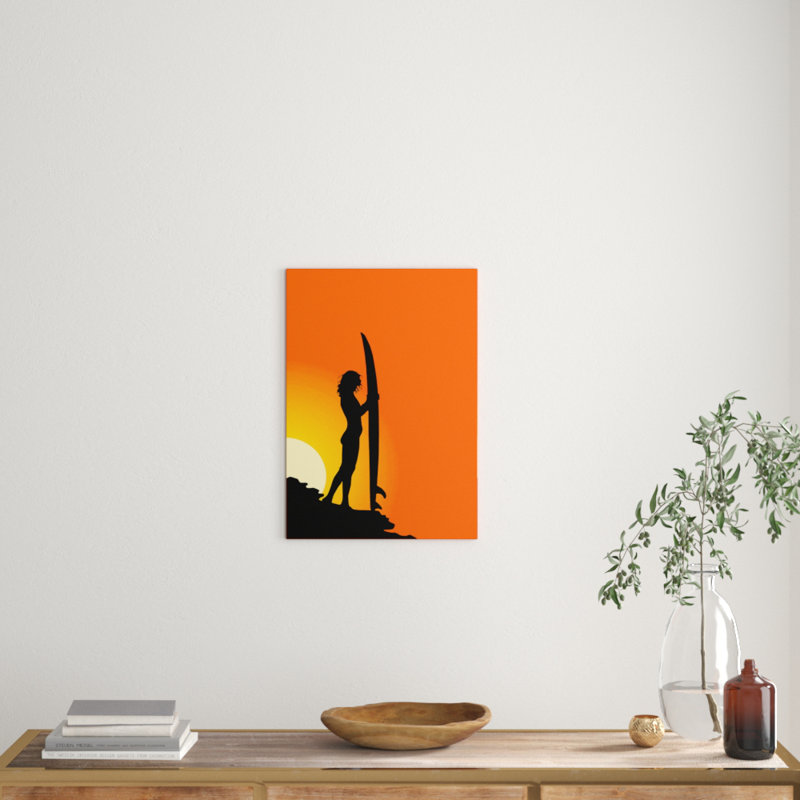 Surfer Surfboard Surfing Sunset - Frameless Print, 59.4cm H x 42cm W