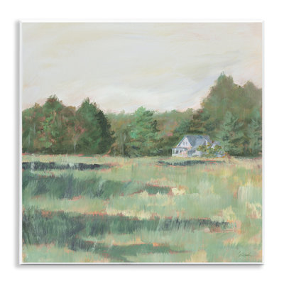 «Farmhouse Across Meadow», art mural sur bois par Sue Schlabach
