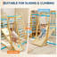 Ensemble de jeu d'escalade en bois 7 en 1 pour tout-petits et enfants - Grimpeur multifonctionnel, rampe à double face, glissade, balançoire, intégration sensorielle, assemblage facile, bleu-126076705