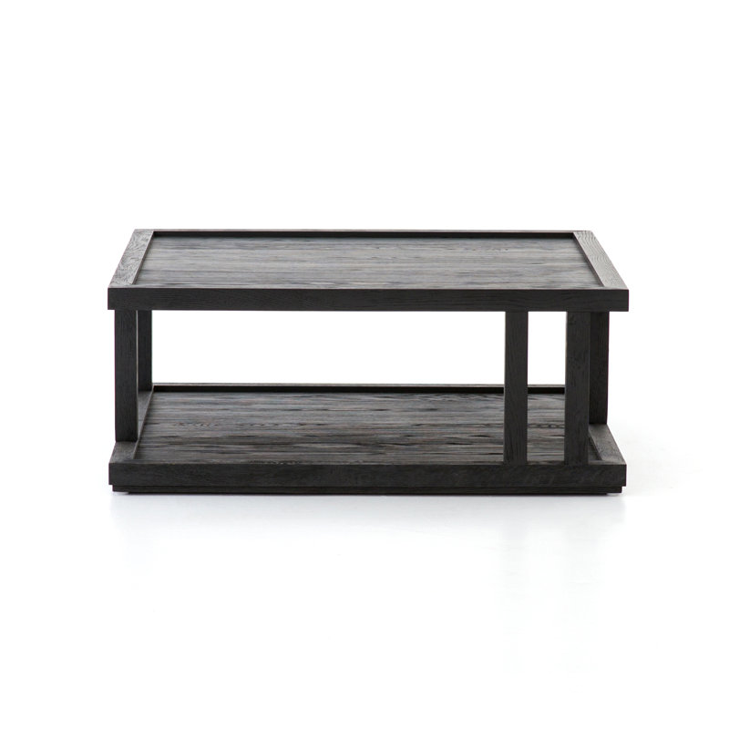 Charley Solid Wood Coffee Table, Drifted Matte Black Veneer