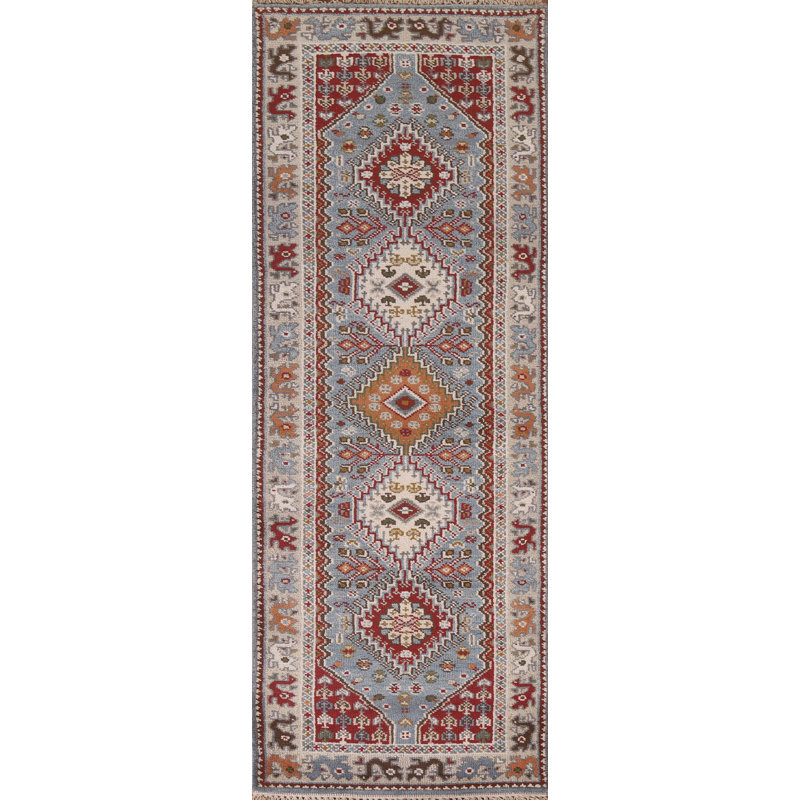 Tapis de couloir oriental bleu 3x8