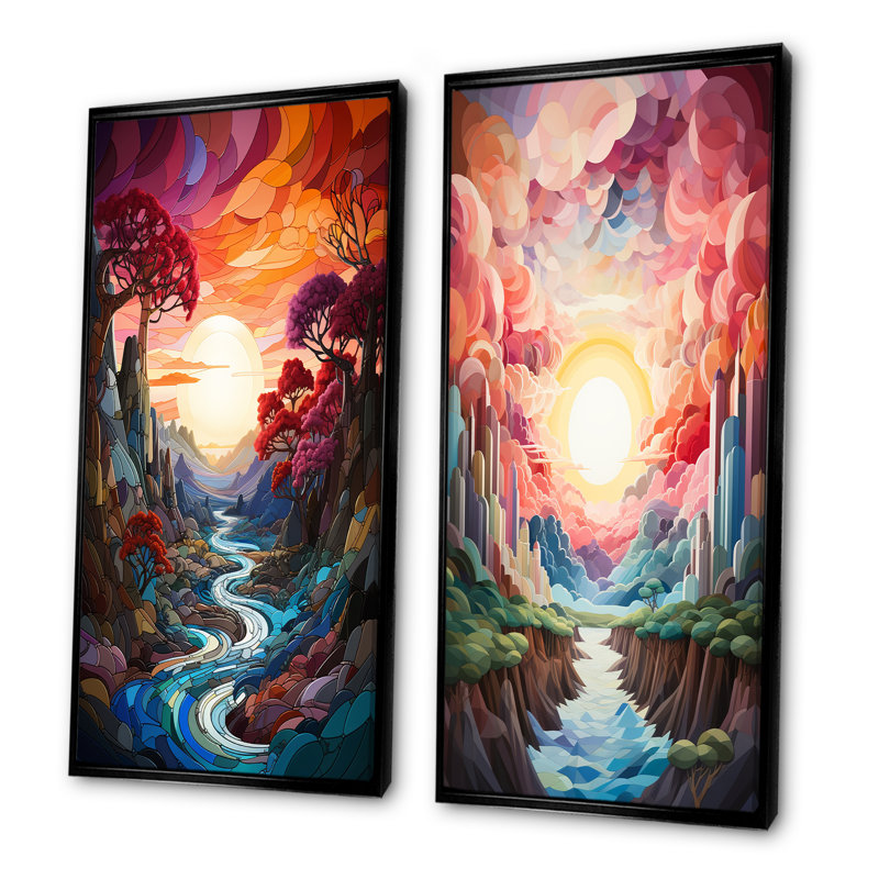 Ensemble de salon Rainbow Mountain Sunrise Landscape, H 28 po x l 25 po, Cadre noir