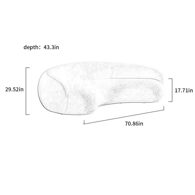 Nordic Light Luxury Ins Wind Curved Creative Sofa Upholstered Sofa, 29.52" H x 70.86" W x 43.3" D
