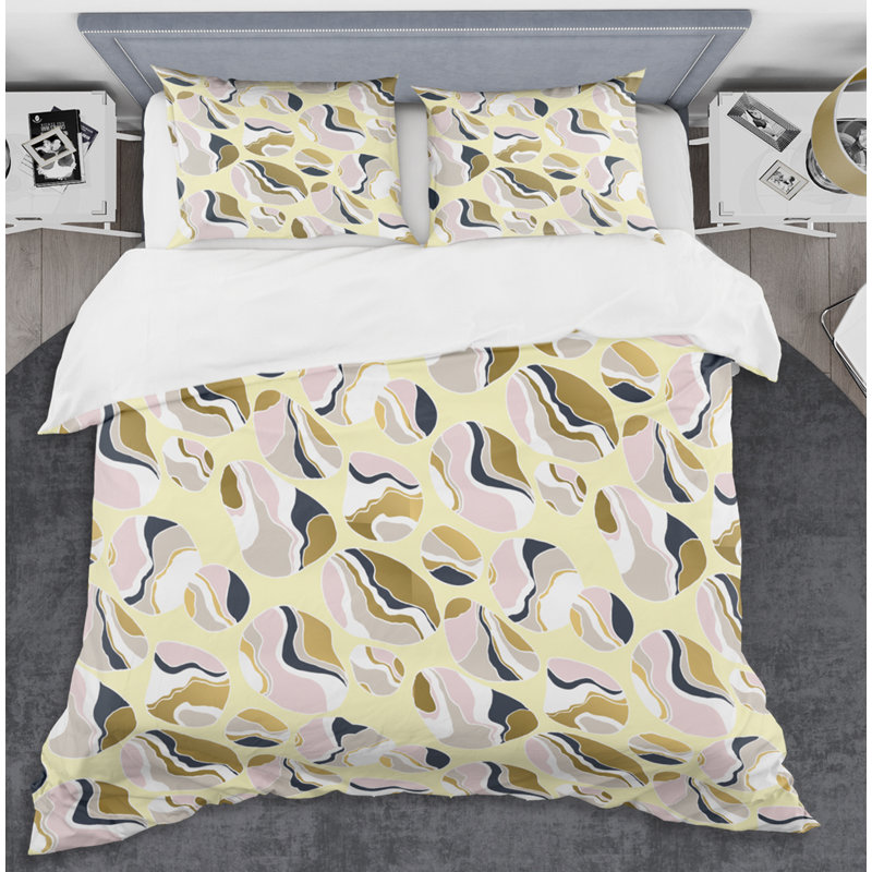 Ensemble de housse de couette en pierre mid-century river, Housse de couette très grand + 2 taies décoratives