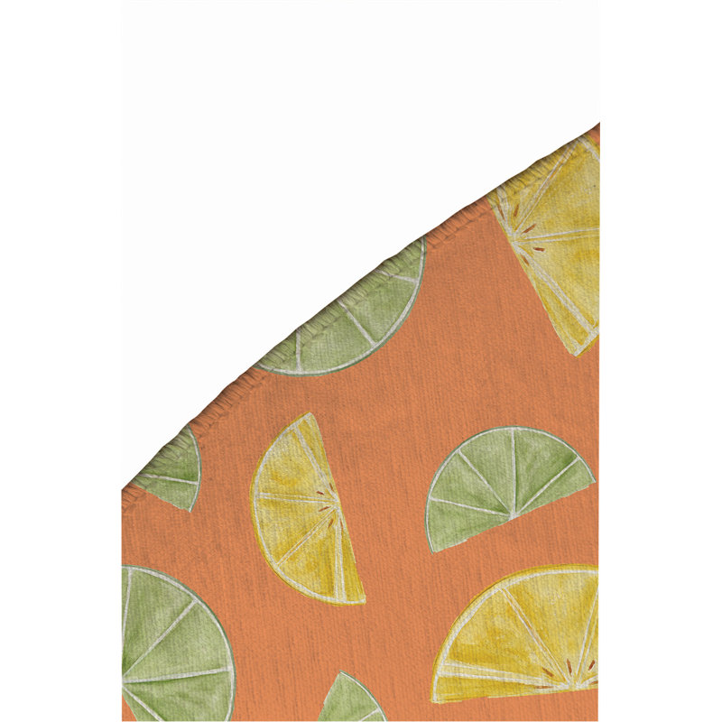Summer Limes & Lemons Outdoor Rug, Round 5'