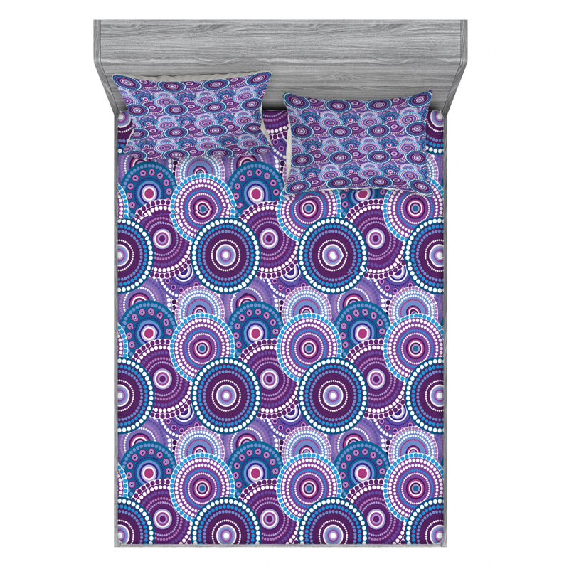 Microfiber Geometric Sheet Set, Full Sheet Set with Fitted Sheet