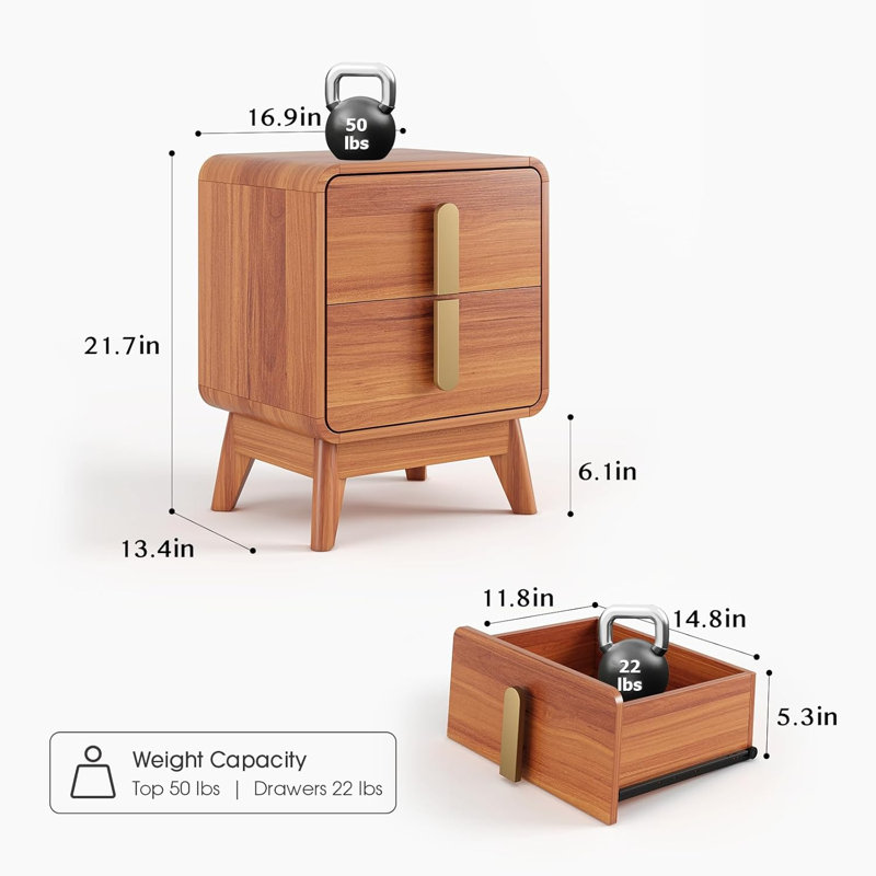 Curved Corner Bedside Table