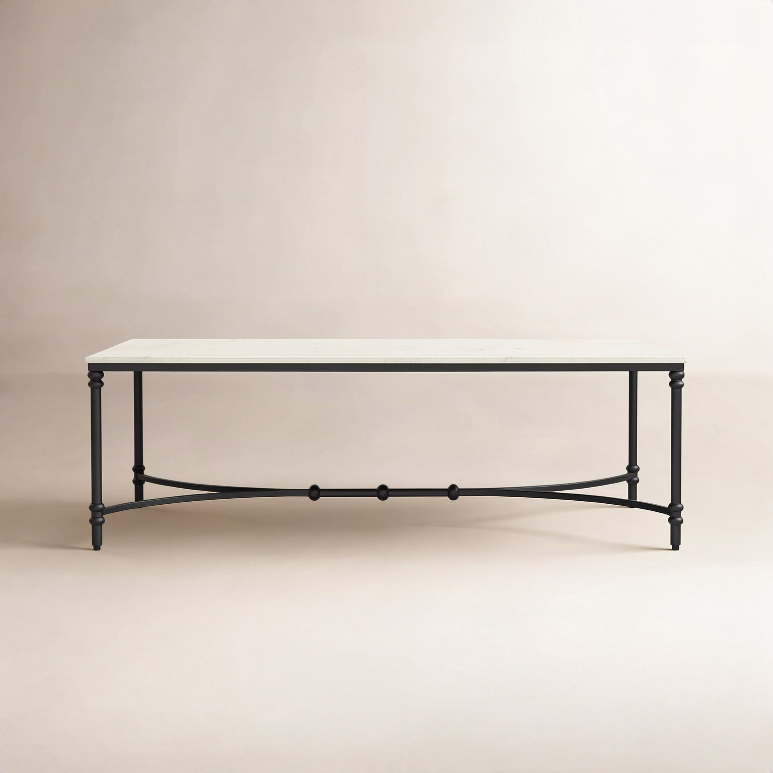 Timmons 48" Genuine Marble Coffee Table, Black