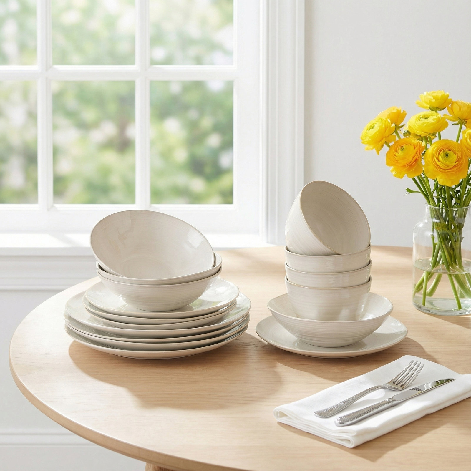 Neree 16pcs Double Bowl Dinnerware Set