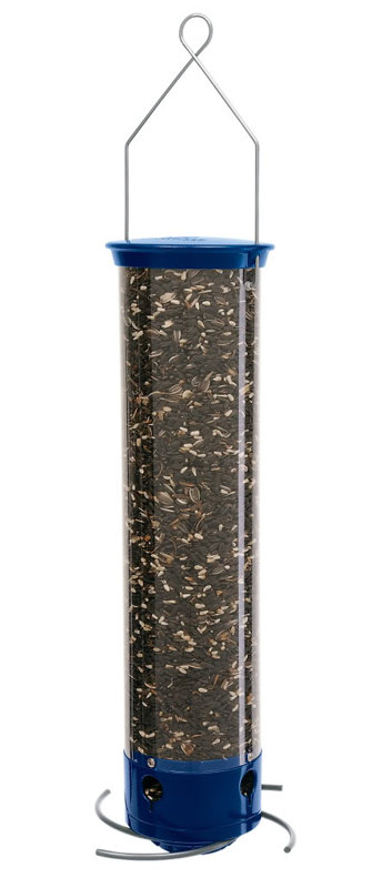 Hanging Tube Bird Feeder, Clear/Blue