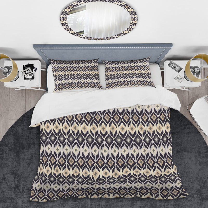 Ensemble de housse de couette à motif crème et doré, Housse de couette pour très grand lit et 2 très