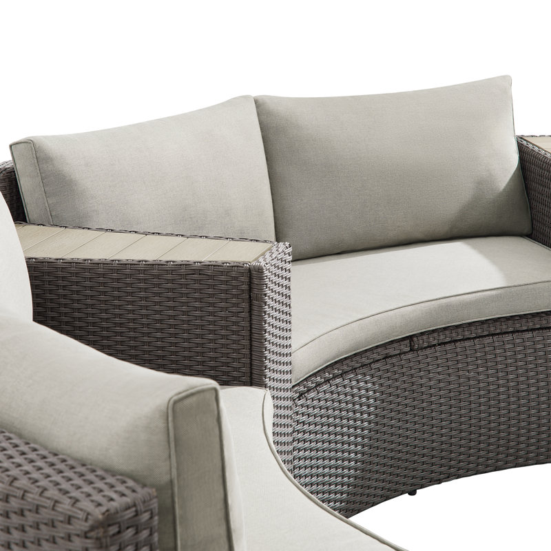 Ensemble de conversation modulaire en osier pour 6 personnes avec coussins Bogovic, Coussin crème / cadre brun