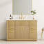 Meuble-lavabo 48 po avec comptoir en marbre artificiel, tablette de rangement rabattable, 6 tiroirs, tablette intérieure réglable et charnières DTC à fermeture en douceur - poignées en laiton, armoire à 2 portes