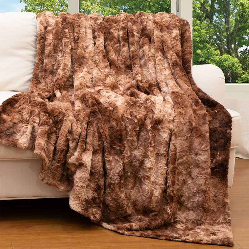 Standard Throw Blanket, 60" W x 70" L, Brown/White