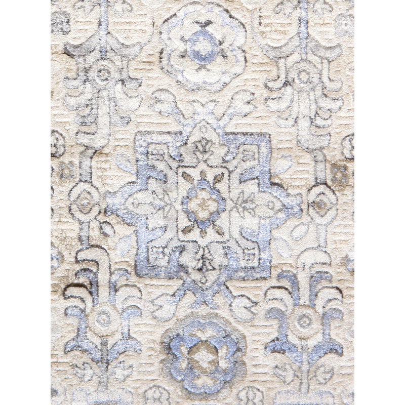 Tapis oriental ivoire / gris Amadeus, Carré de 6 pi