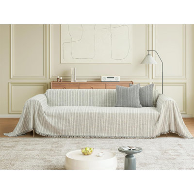 Washable Chenille Sofa Cover With Tassels, Waterproof Slipcover For Sectional And L-Shaped Couches, Soft Thicken Furniture Protector