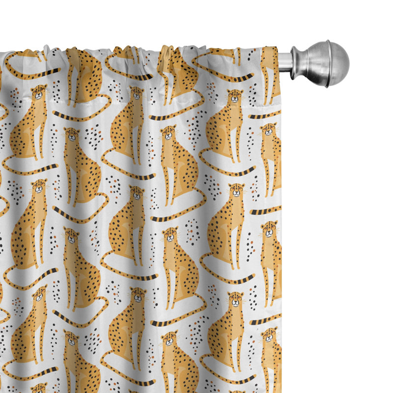 Leopard Semi-Sheer Rod Pocket Curtain Panels, 28" x 95"