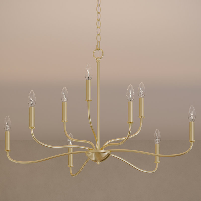Ilia 9-Light Brushed Gold Two-Tier Chandelier, Brushed Gold