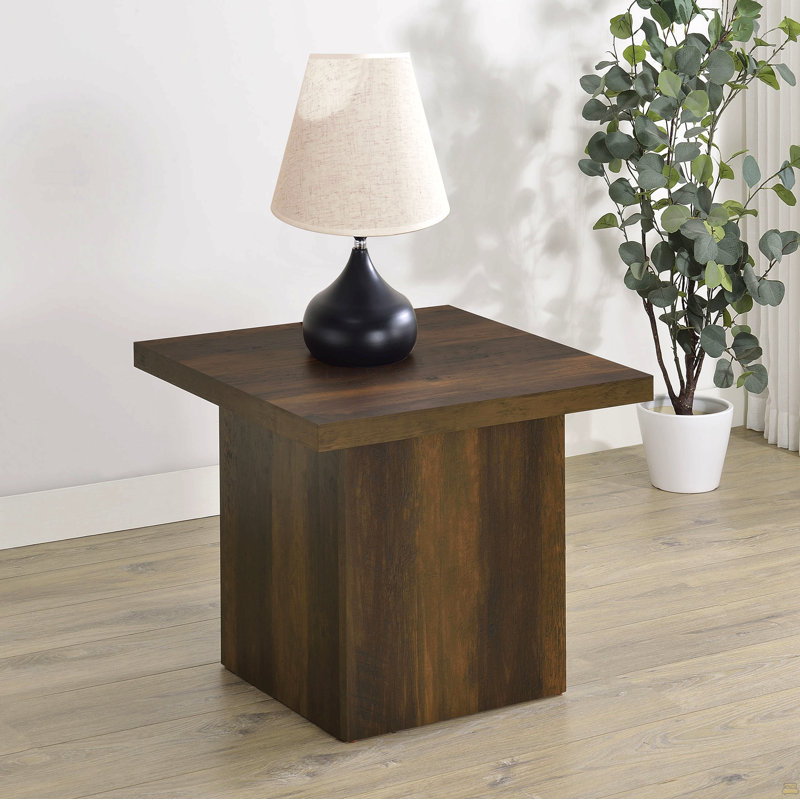 Table de bout carrée en bois d'ingénierie, Marron foncé