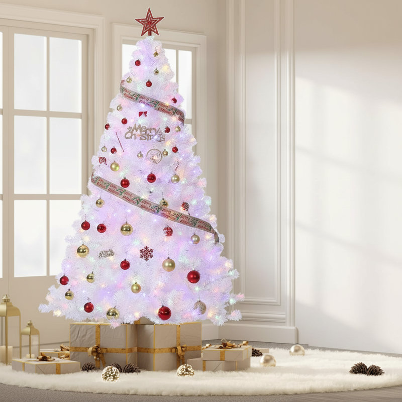 Arbre de Noël avec flocons de neige pré-éclairés, pliable, H 7 pi 6 po