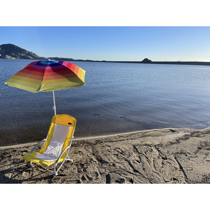 High Back Beach Chair with Umbrella, Cooler, Cup Holder & Carry Bag, Heavy Duty Outdoor (1 Pack, Yellow), Yellow