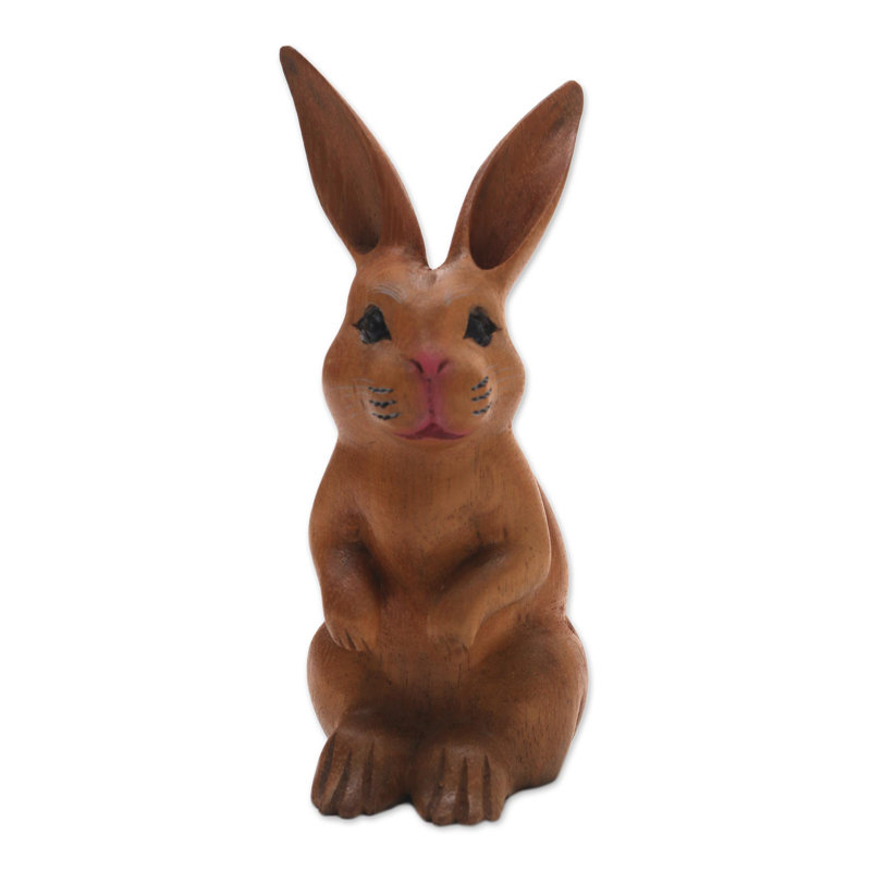 Sculpture de lapin mignon fait à la main, Brun