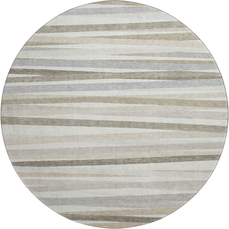 Premium Machine Washable Natoma AMF997 Stripes Rug, Round 8'