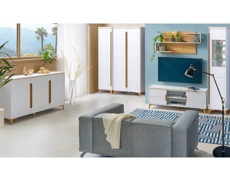 Kewei 150cm Sideboard, White Matt/Mountain Ash