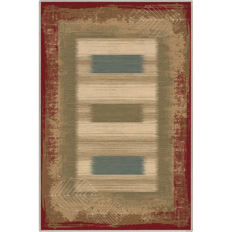 Kehr Border Modern Abstract Red Flat-Weave Area Rug, Rectangle 3'3" x 5'