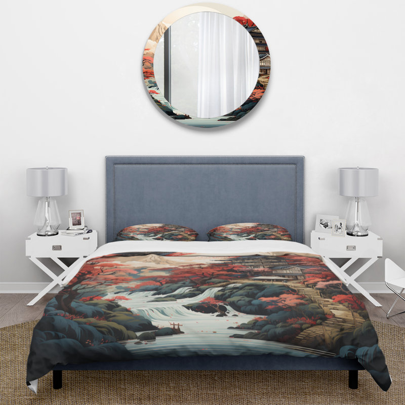 Ensemble de housse de couette en microfibre / polyester Asian Art Landscape Bedding
